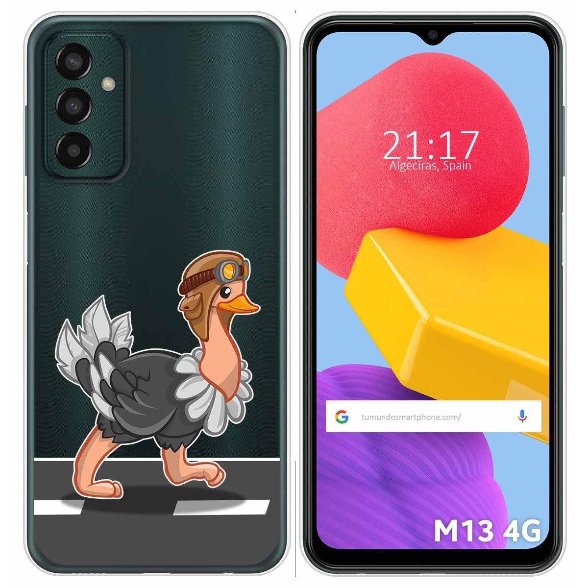 Funda Silicona Transparente para Samsung Galaxy M13 4G diseño Avestruz Dibujos