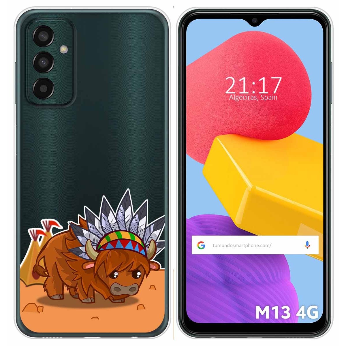 Funda Silicona Transparente para Samsung Galaxy M13 4G diseño Bufalo Dibujos