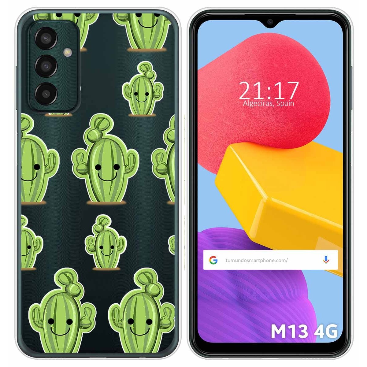 Funda Silicona Transparente para Samsung Galaxy M13 4G diseño Cactus Dibujos