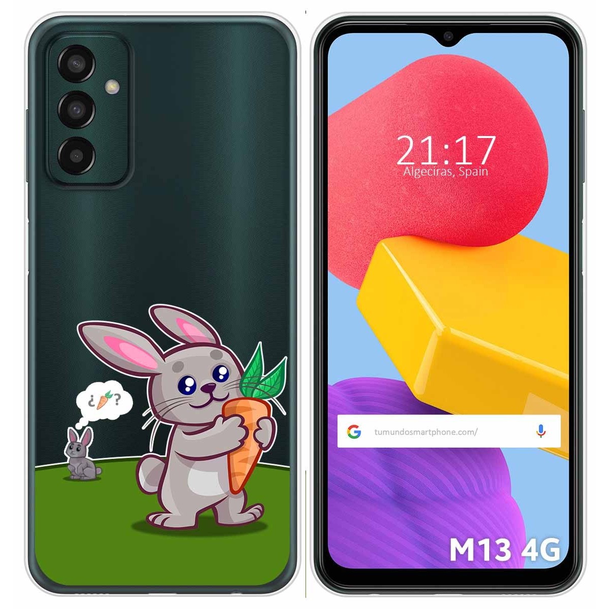 Funda Silicona Transparente para Samsung Galaxy M13 4G diseño Conejo Dibujos