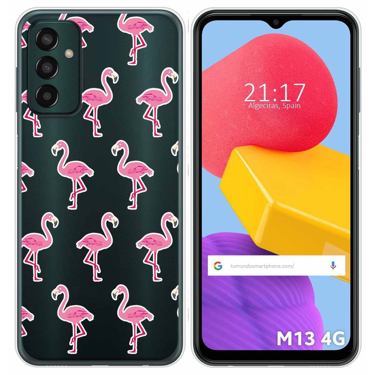 Funda Silicona Transparente para Samsung Galaxy M13 4G diseño Flamenco Dibujos