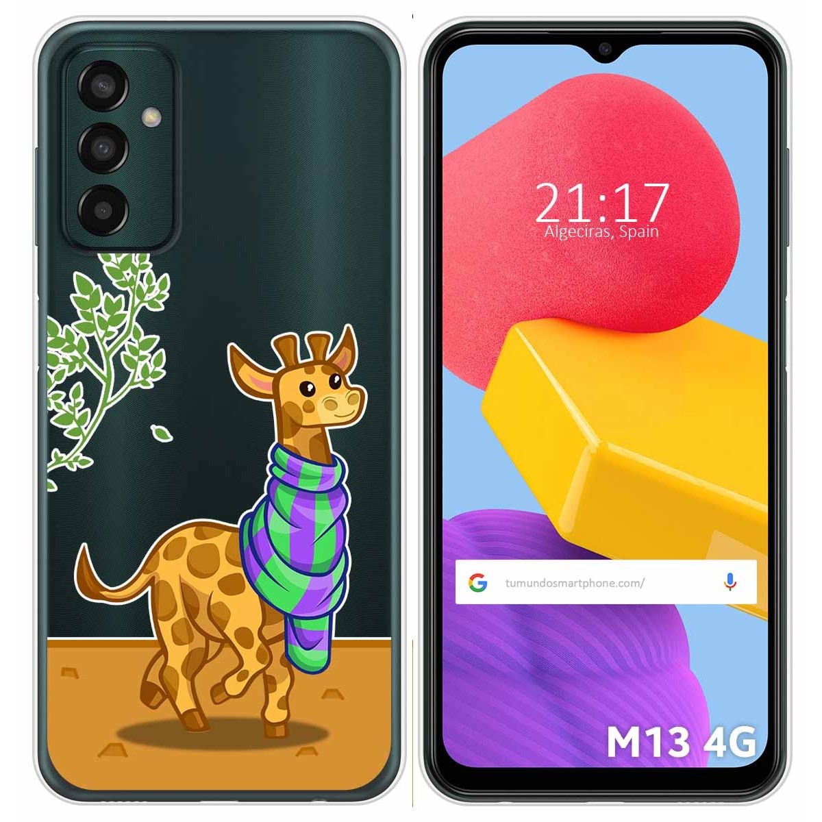 Funda Silicona Transparente para Samsung Galaxy M13 4G diseño Jirafa Dibujos