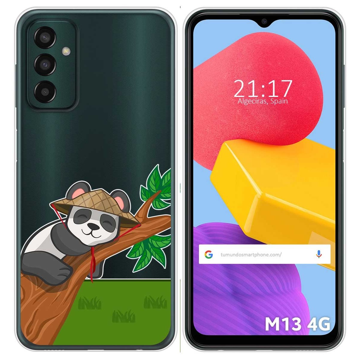 Funda Silicona Transparente para Samsung Galaxy M13 4G diseño Panda Dibujos