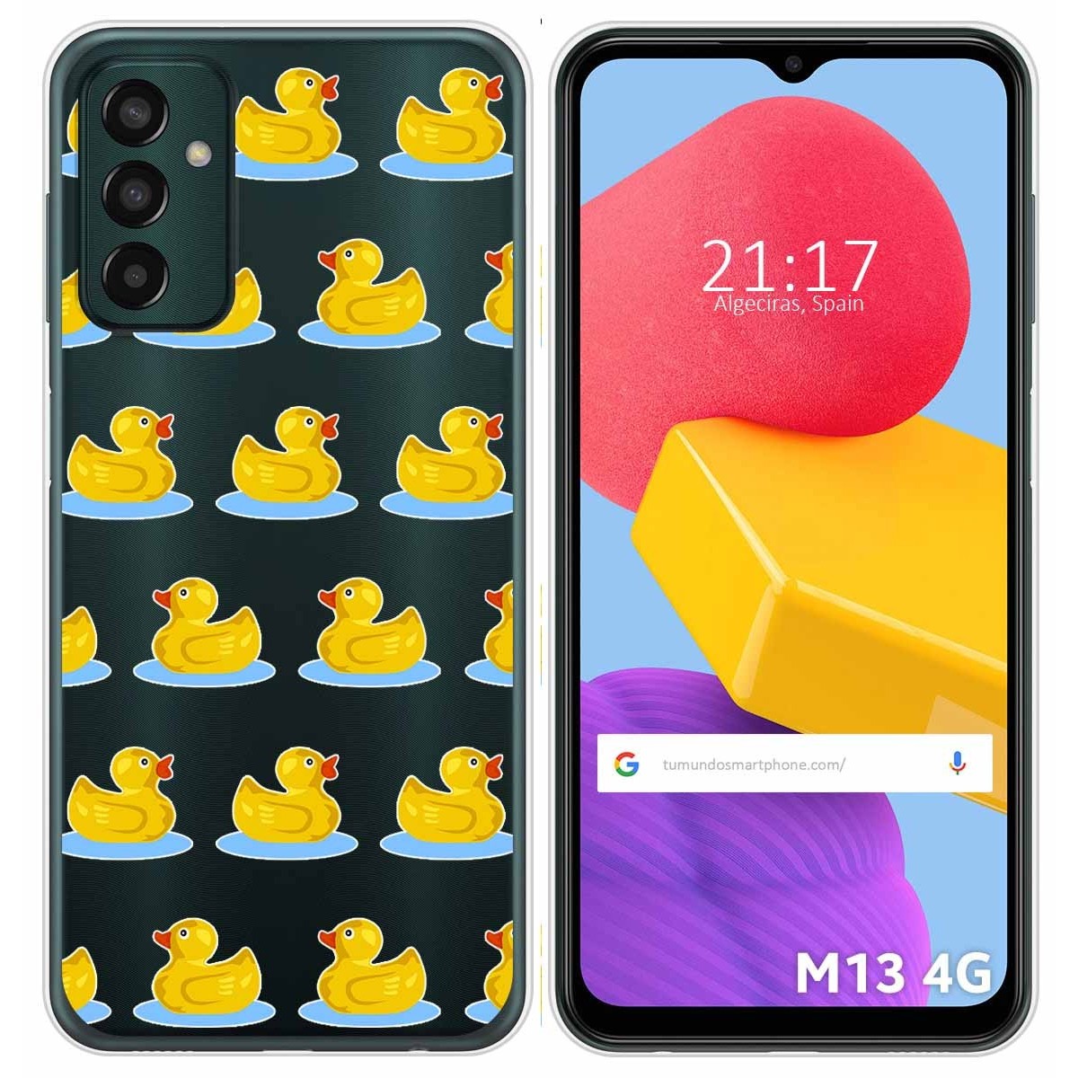 Funda Silicona Transparente para Samsung Galaxy M13 4G diseño Pato Dibujos