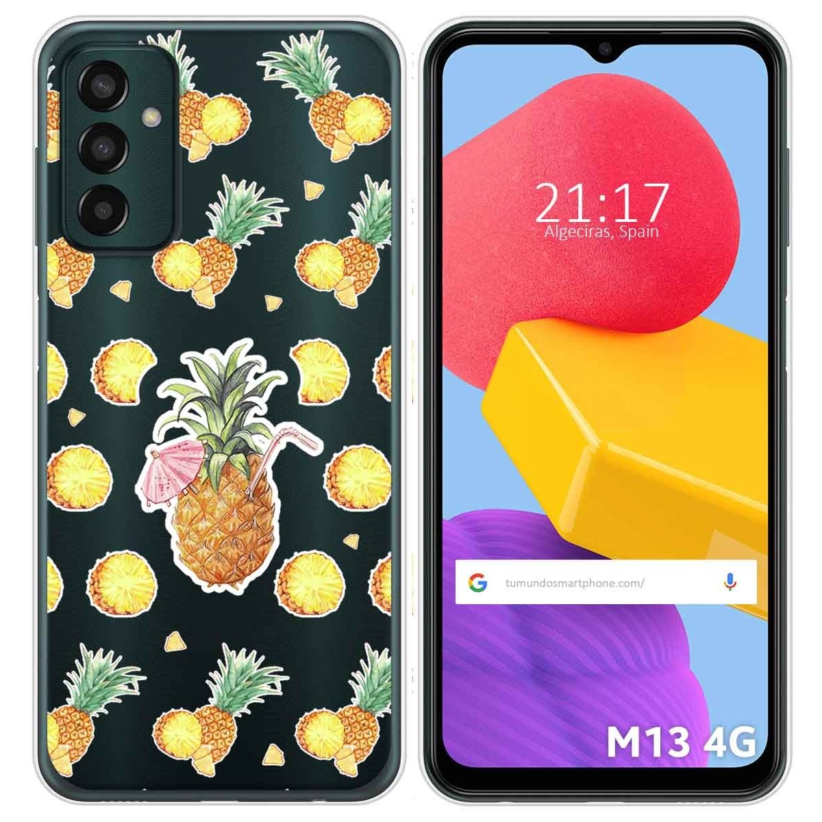 Funda Silicona Transparente para Samsung Galaxy M13 4G diseño Piña Dibujos