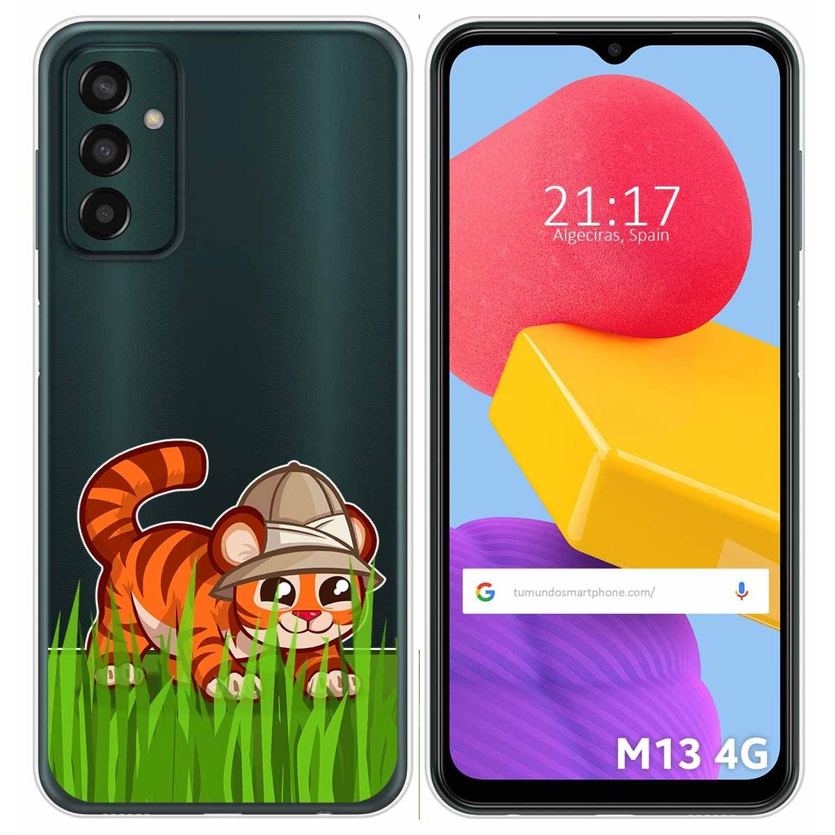 Funda Silicona Transparente para Samsung Galaxy M13 4G diseño Tigre Dibujos