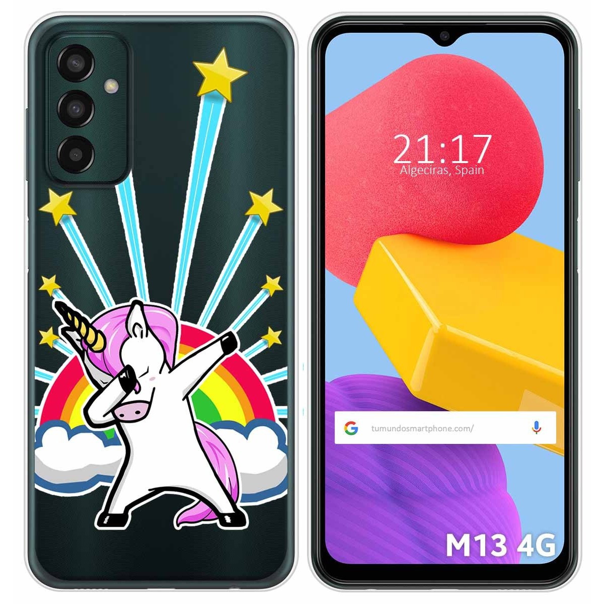 Funda Silicona Transparente para Samsung Galaxy M13 4G diseño Unicornio Dibujos