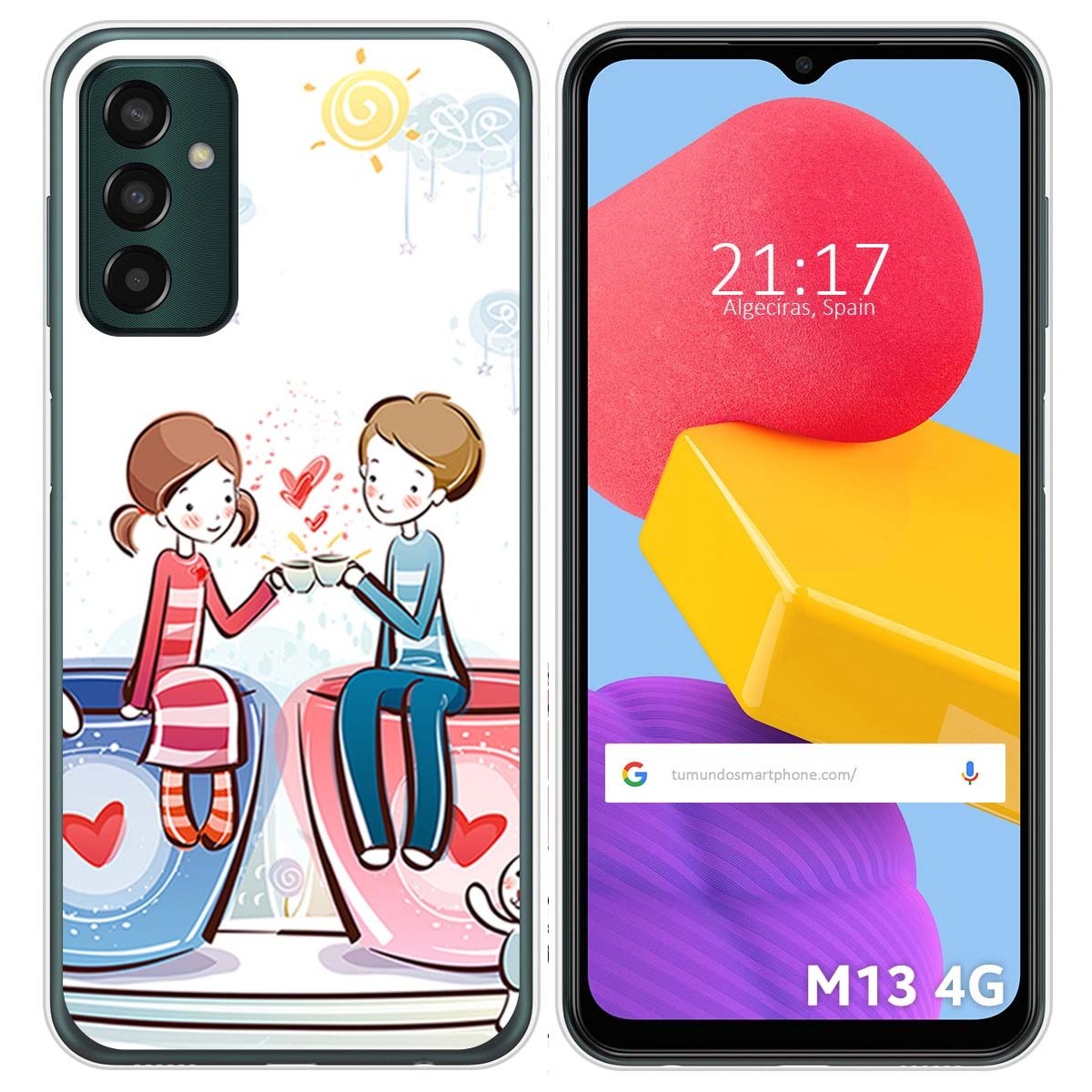 Funda Silicona para Samsung Galaxy M13 4G diseño Café Dibujos