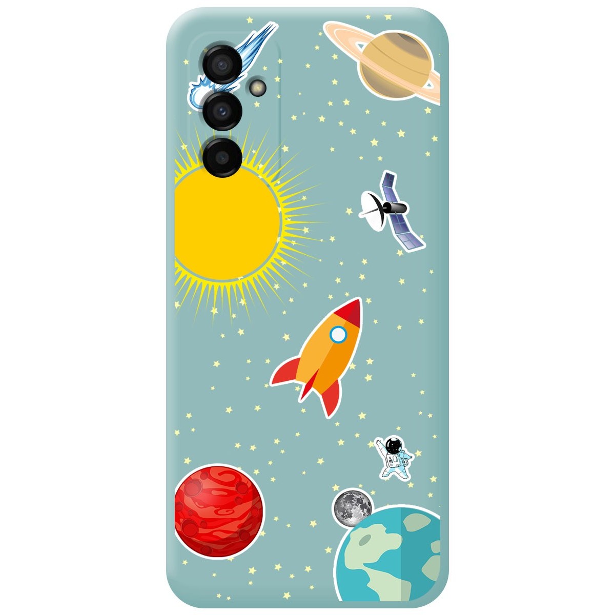 Funda Silicona Líquida Azul para Samsung Galaxy M13 4G diseño Espacio Dibujos