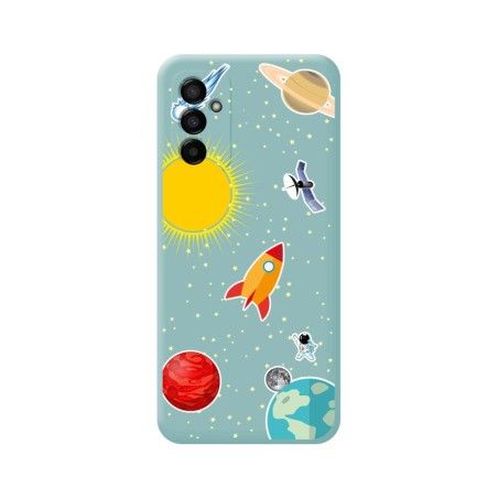 Funda Silicona Líquida Azul para Samsung Galaxy M13 4G diseño Espacio Dibujos