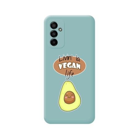 Funda Silicona Líquida Azul para Samsung Galaxy M13 4G diseño Vegan Life Dibujos
