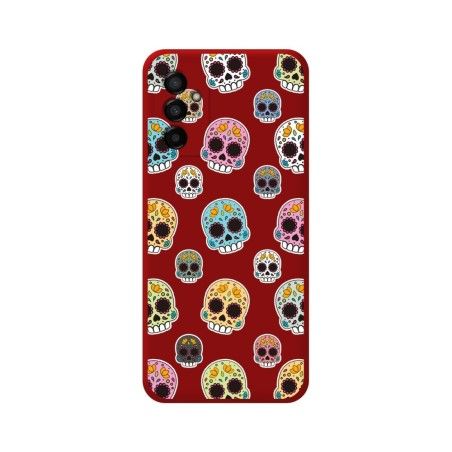 Funda Silicona Líquida Roja para Samsung Galaxy M13 4G diseño Catrina Dibujos