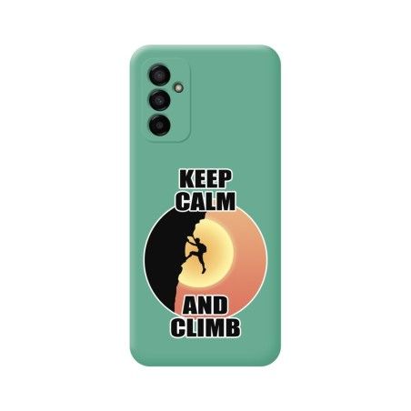 Funda Silicona Líquida Verde para Samsung Galaxy M13 4G diseño Hombre Escalada Dibujos