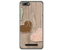 Funda Gel Tpu para Doogee X20 / X20L Diseño Corazones Madera Dibujos