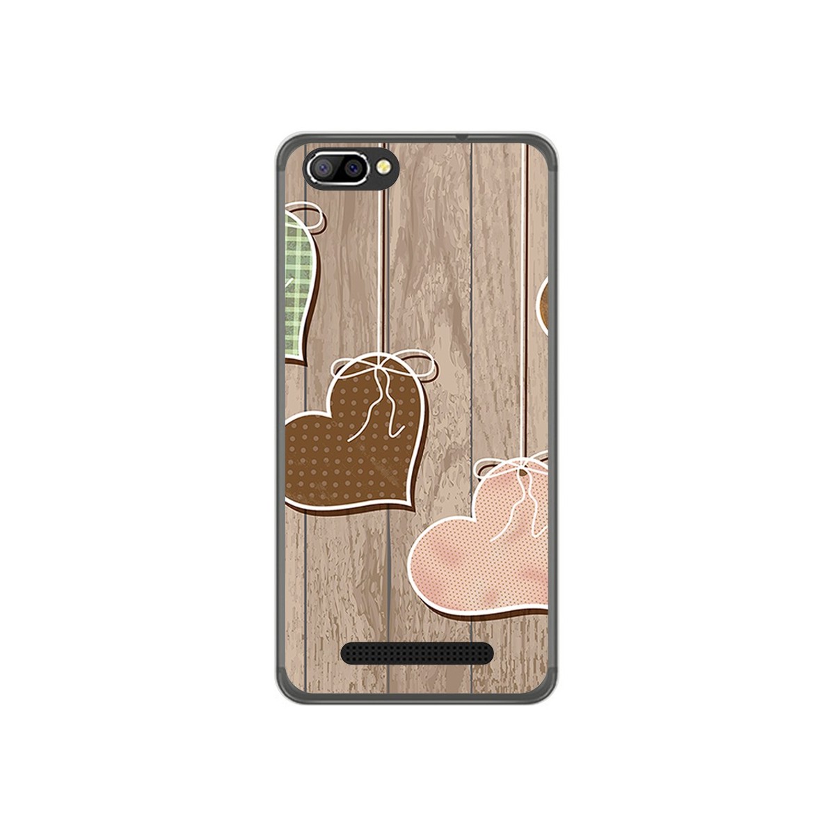 Funda Gel Tpu para Doogee X20 / X20L Diseño Corazones Madera Dibujos