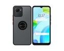 Funda Mate con Borde Negro y Anillo Giratorio 360 para Realme C30