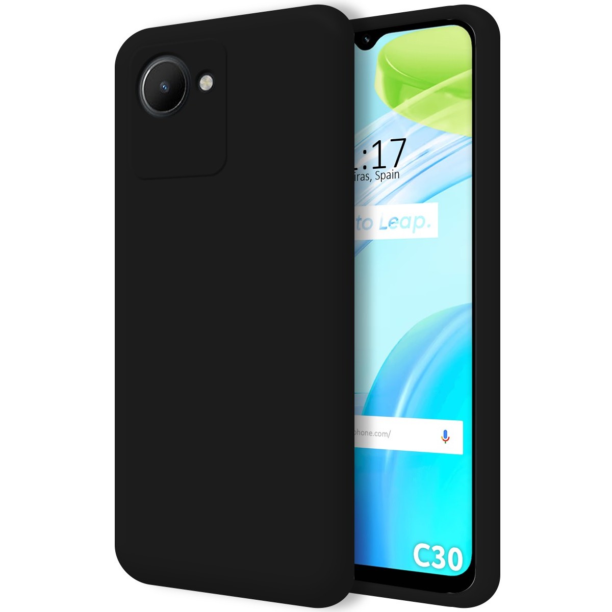 Funda Silicona Líquida Ultra Suave para Realme C30 Color Negra