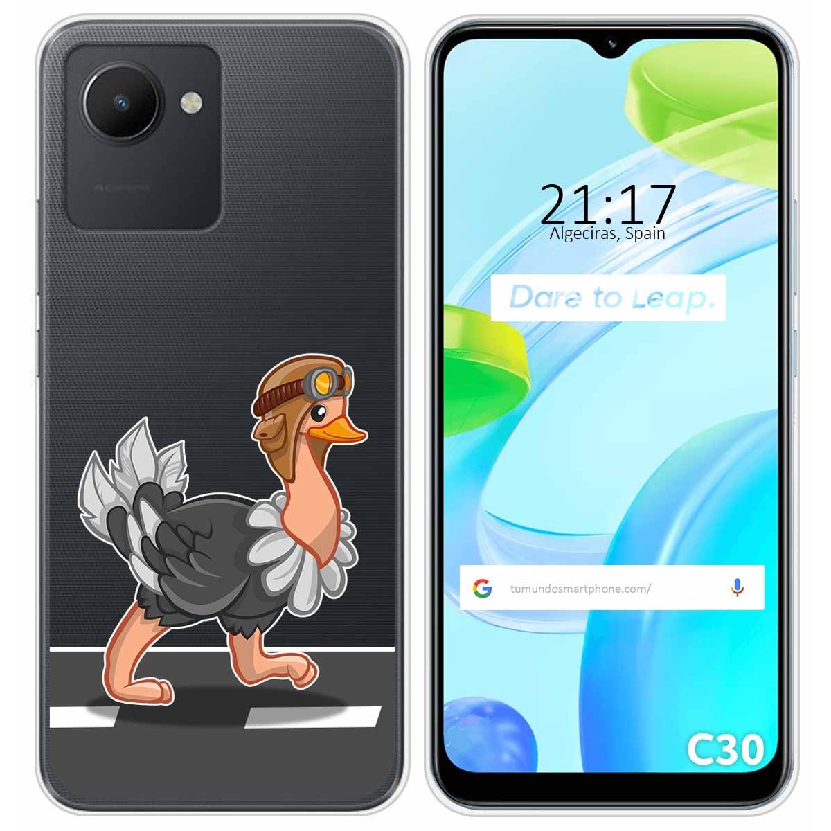 Funda Silicona Transparente para Realme C30 diseño Avestruz Dibujos
