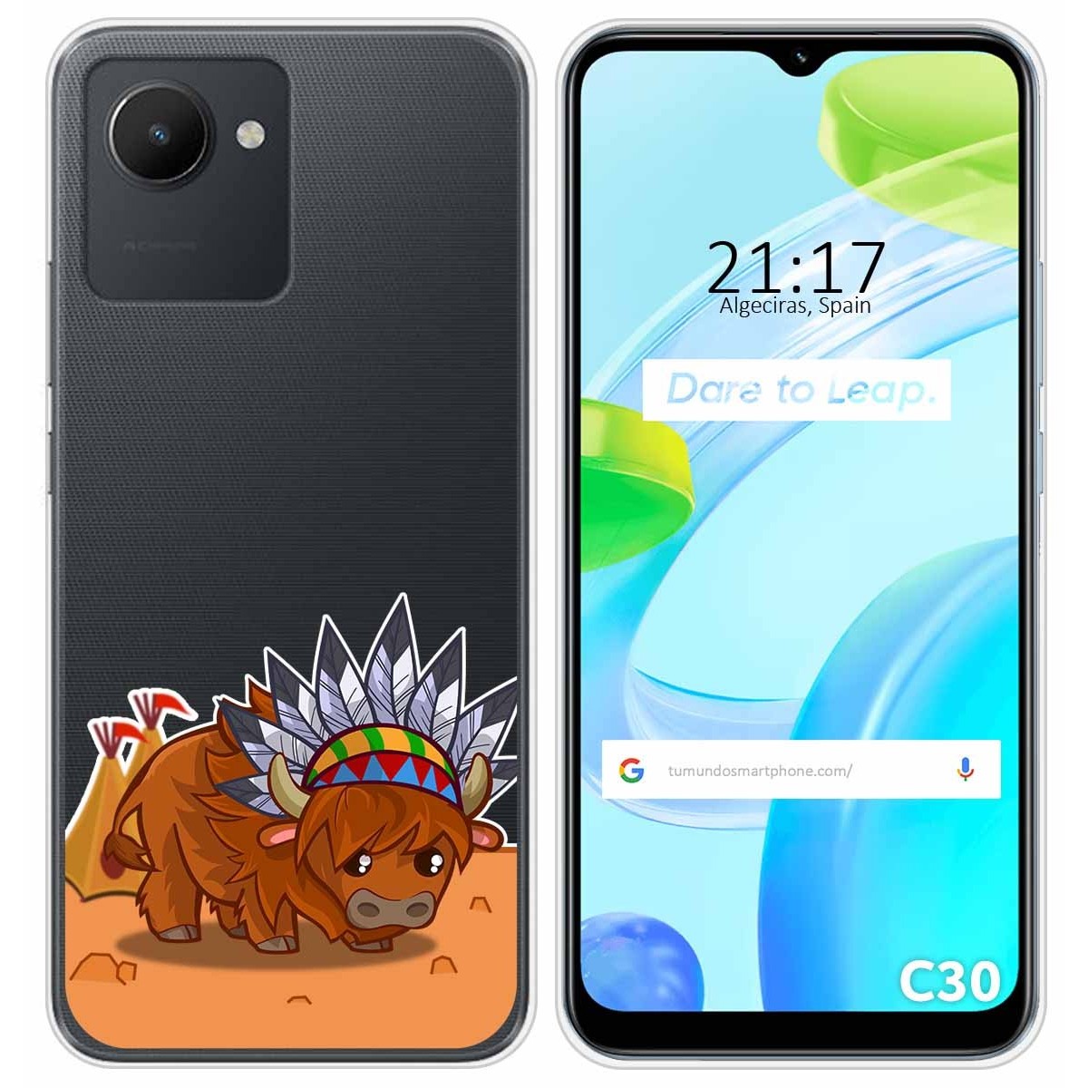 Funda Silicona Transparente para Realme C30 diseño Bufalo Dibujos