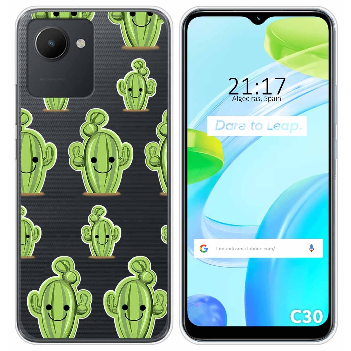 Funda Silicona Transparente para Realme C30 diseño Cactus Dibujos