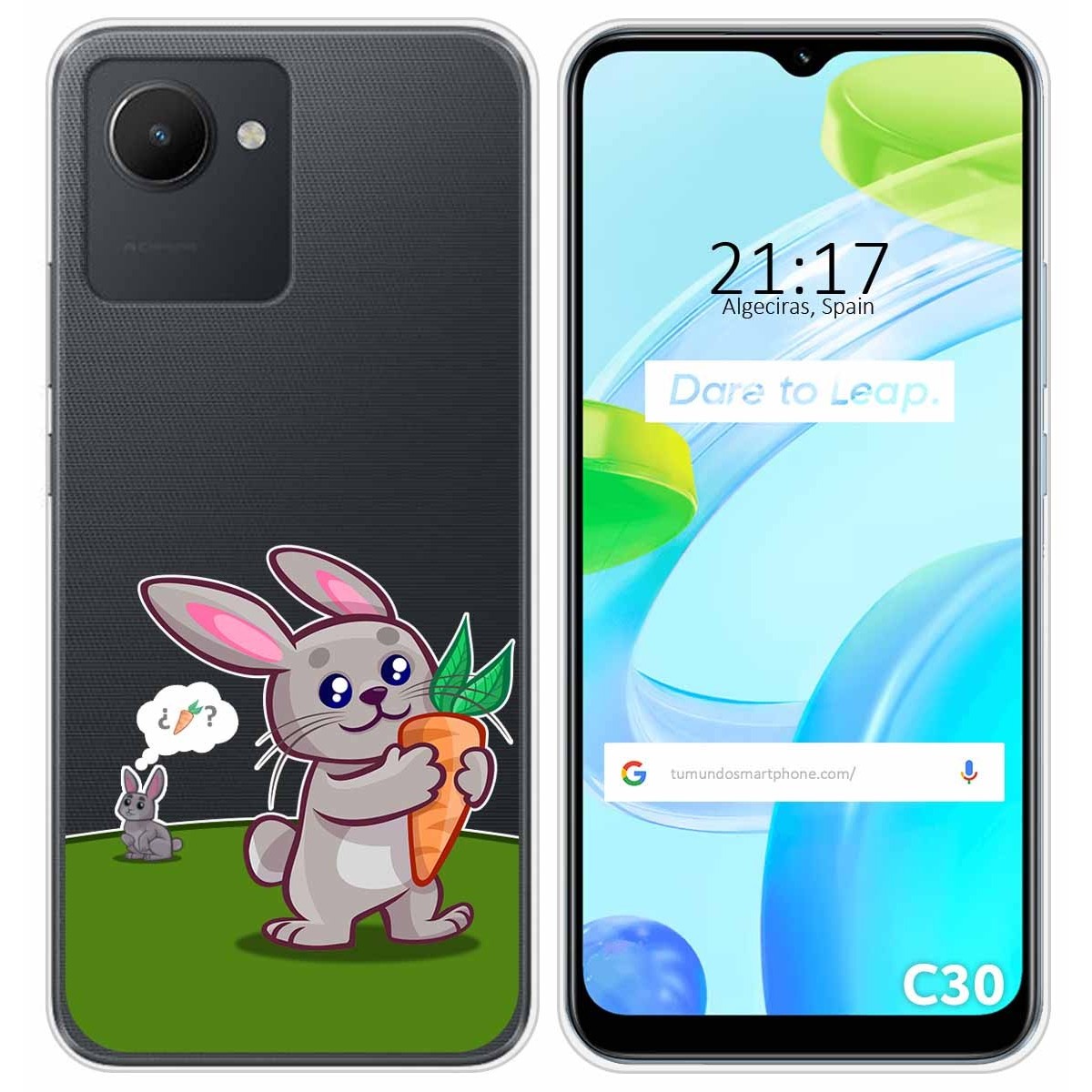 Funda Silicona Transparente para Realme C30 diseño Conejo Dibujos