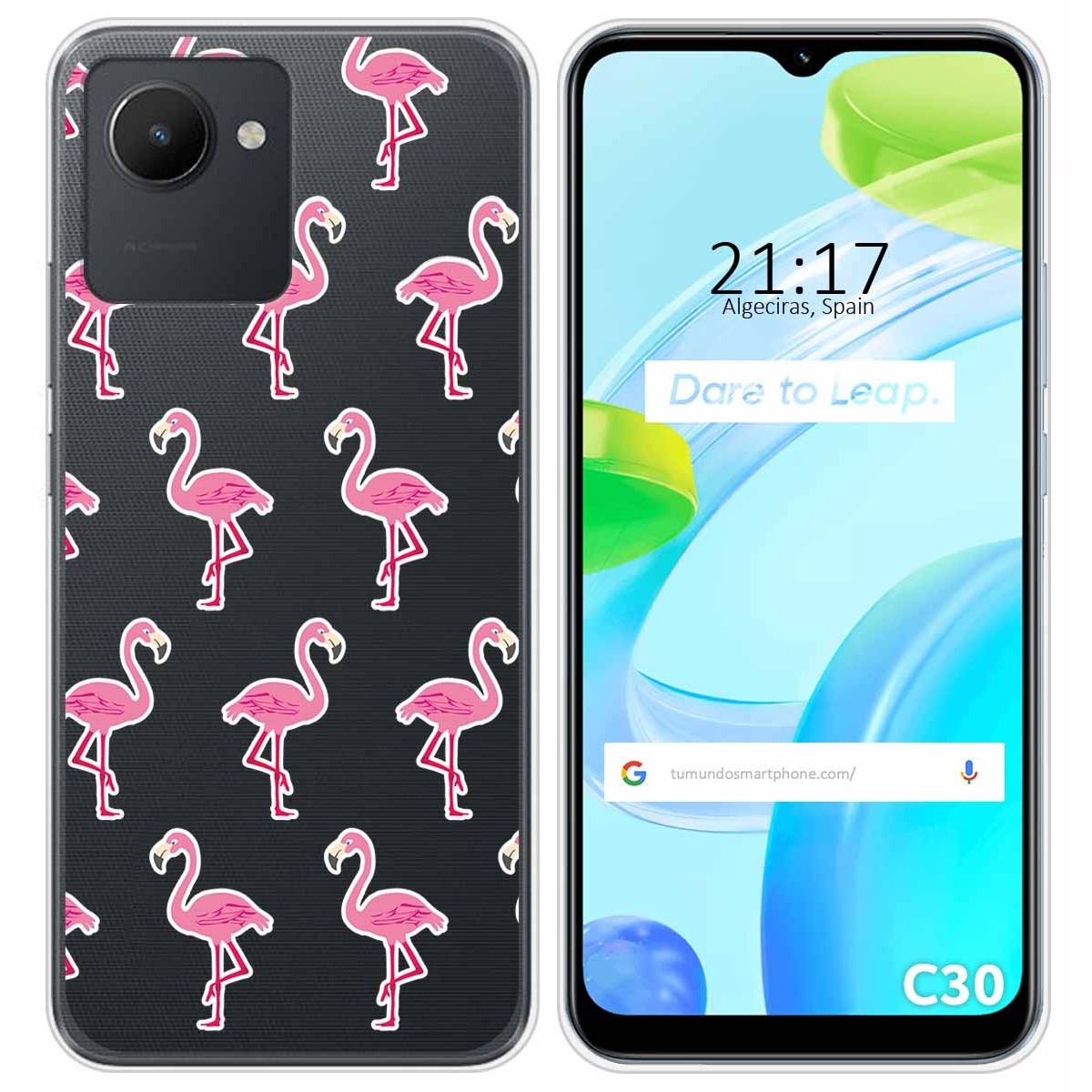 Funda Silicona Transparente para Realme C30 diseño Flamenco Dibujos