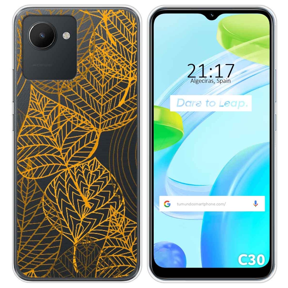 Funda Silicona Transparente para Realme C30 diseño Hojas Dibujos