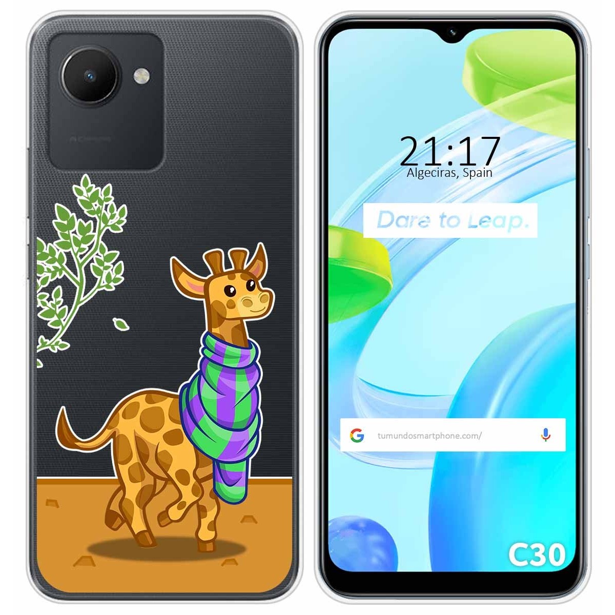 Funda Silicona Transparente para Realme C30 diseño Jirafa Dibujos