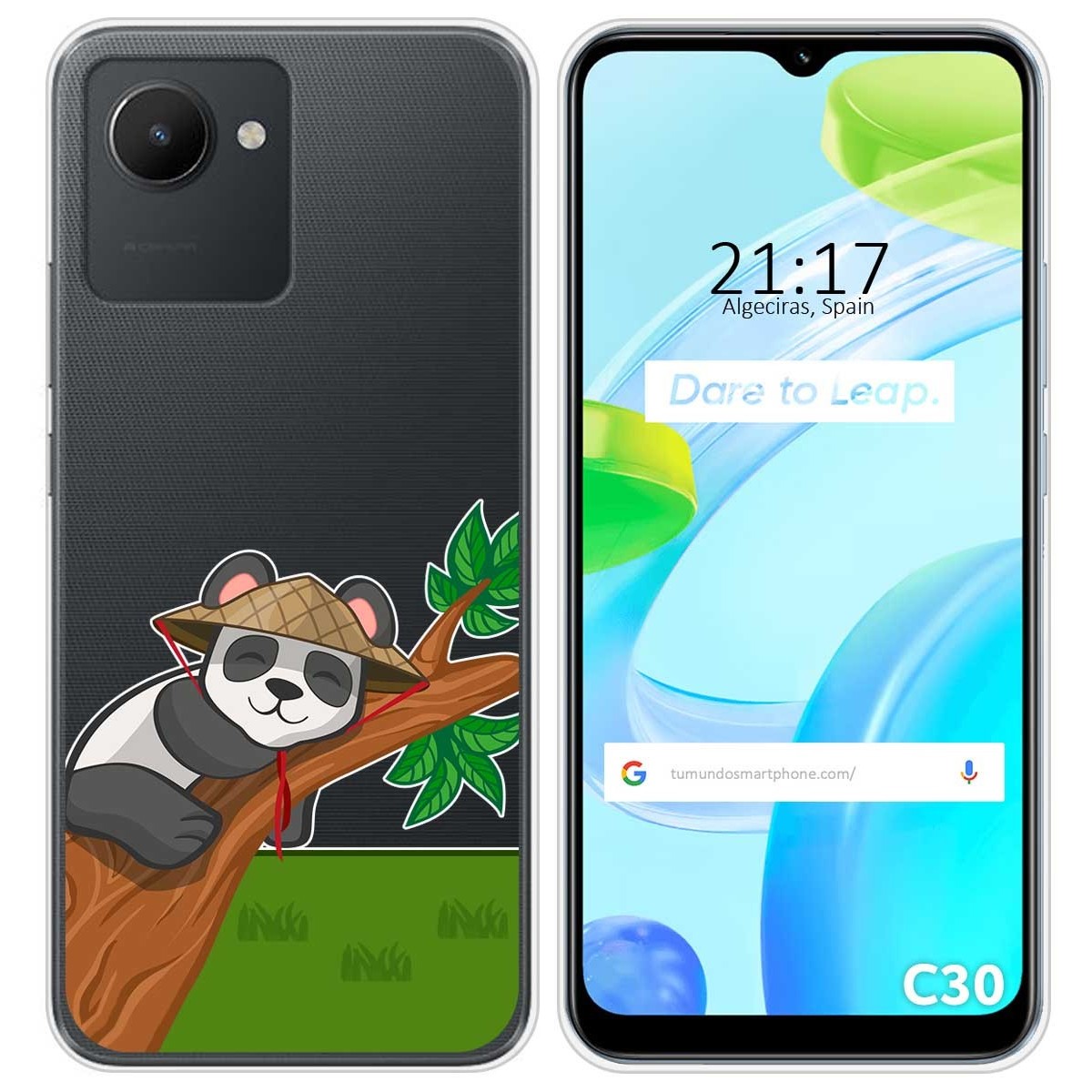 Funda Silicona Transparente para Realme C30 diseño Panda Dibujos