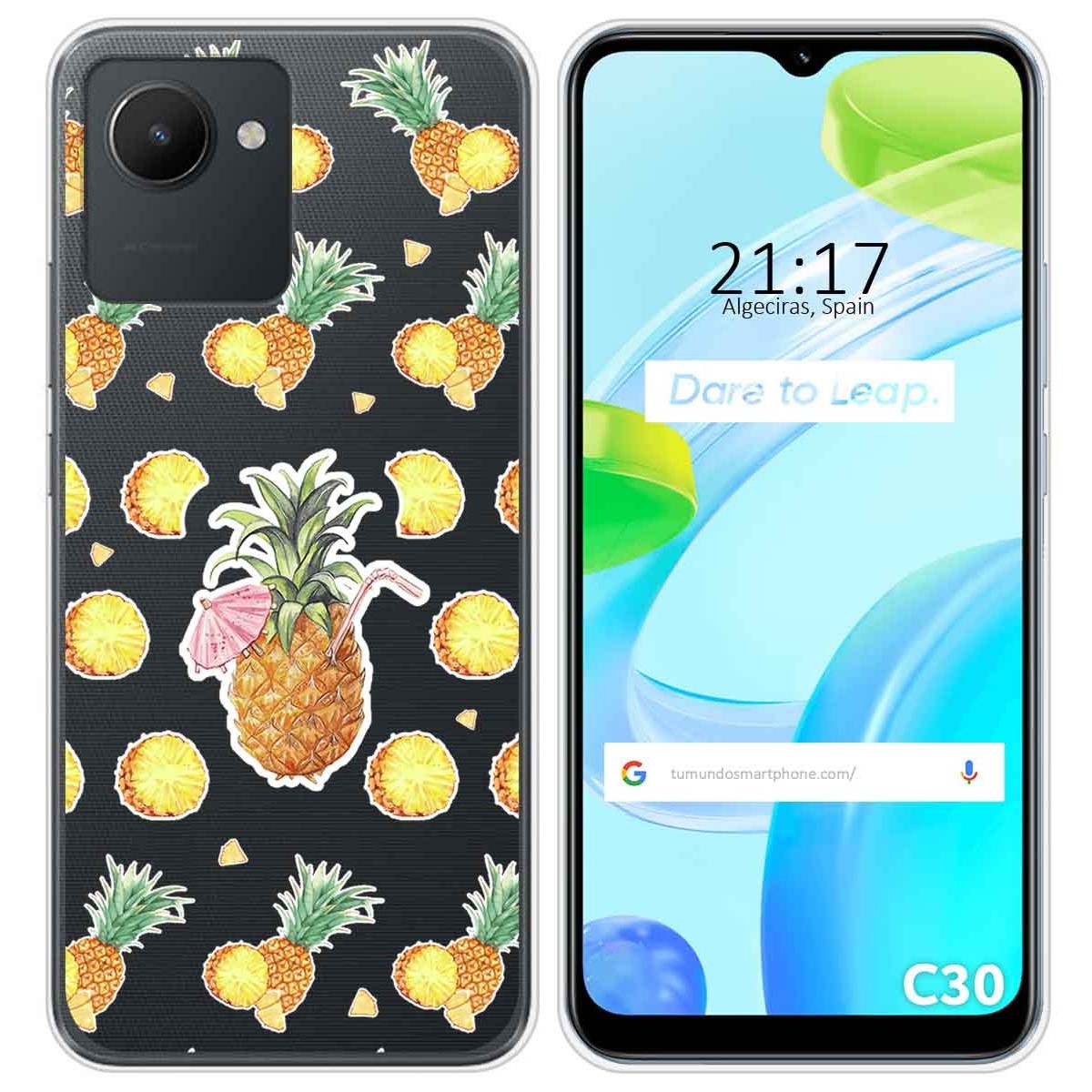 Funda Silicona Transparente para Realme C30 diseño Piña Dibujos