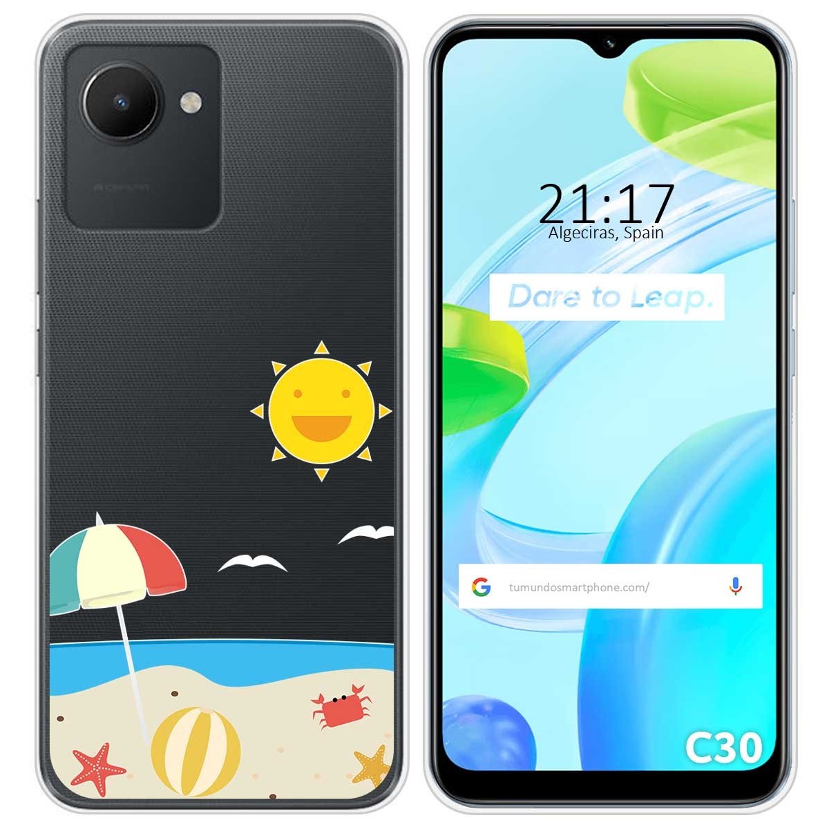 Funda Silicona Transparente para Realme C30 diseño Playa Dibujos