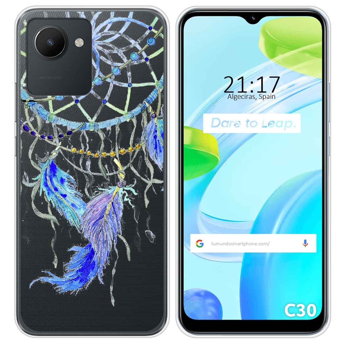 Funda Silicona Transparente para Realme C30 diseño Plumas Dibujos