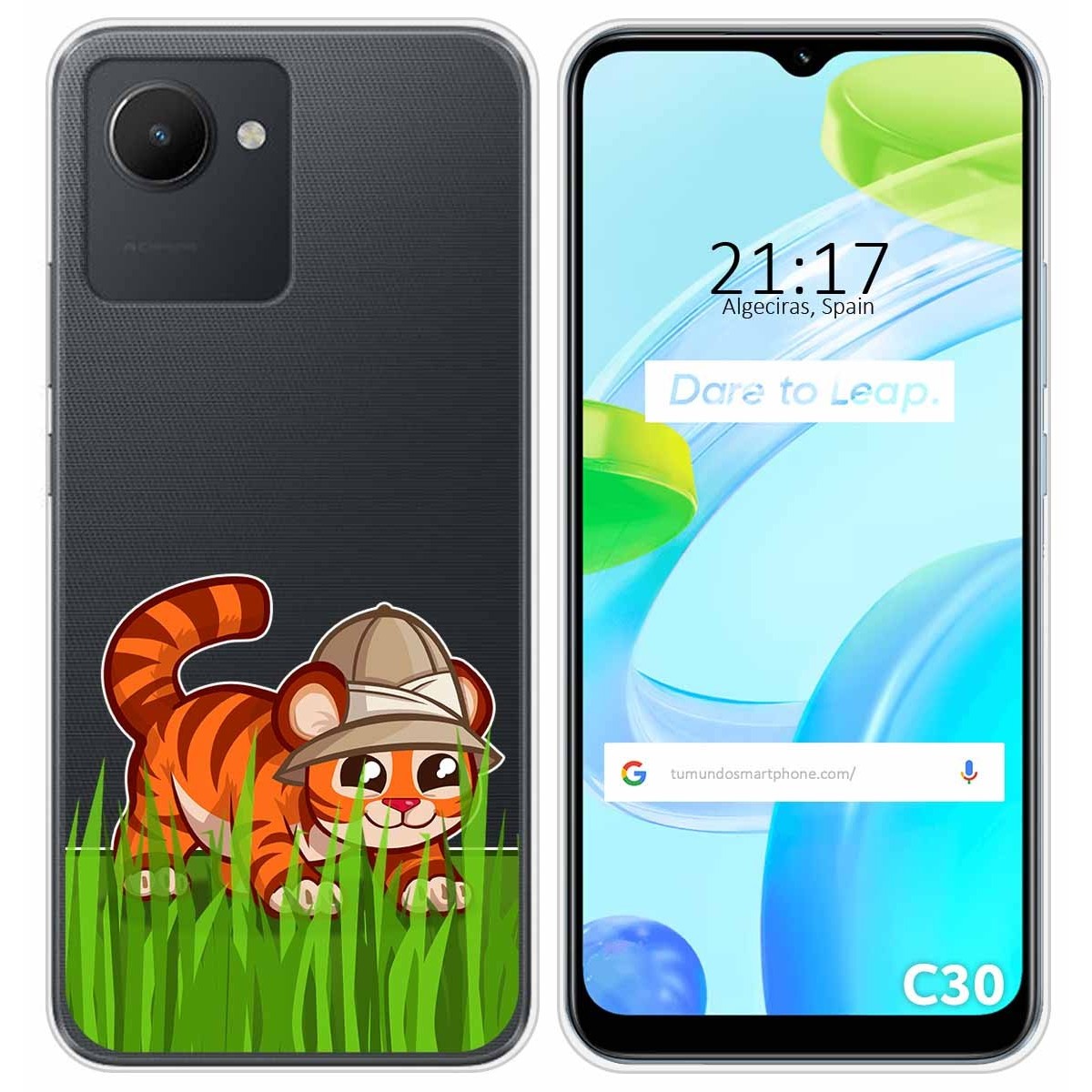 Funda Silicona Transparente para Realme C30 diseño Tigre Dibujos