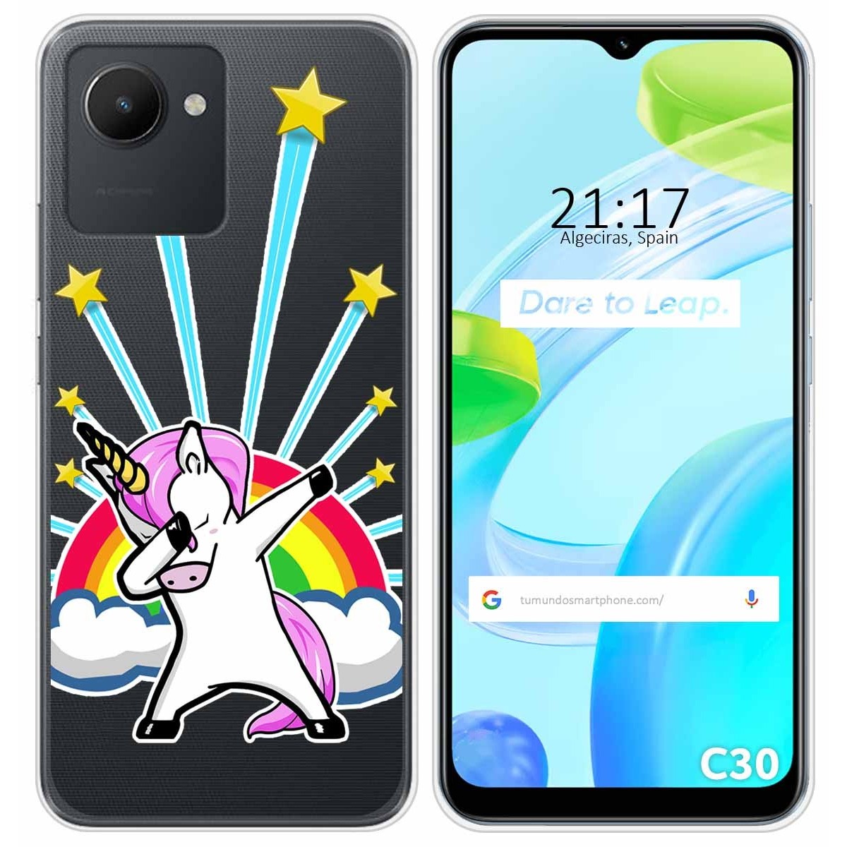 Funda Silicona Transparente para Realme C30 diseño Unicornio Dibujos