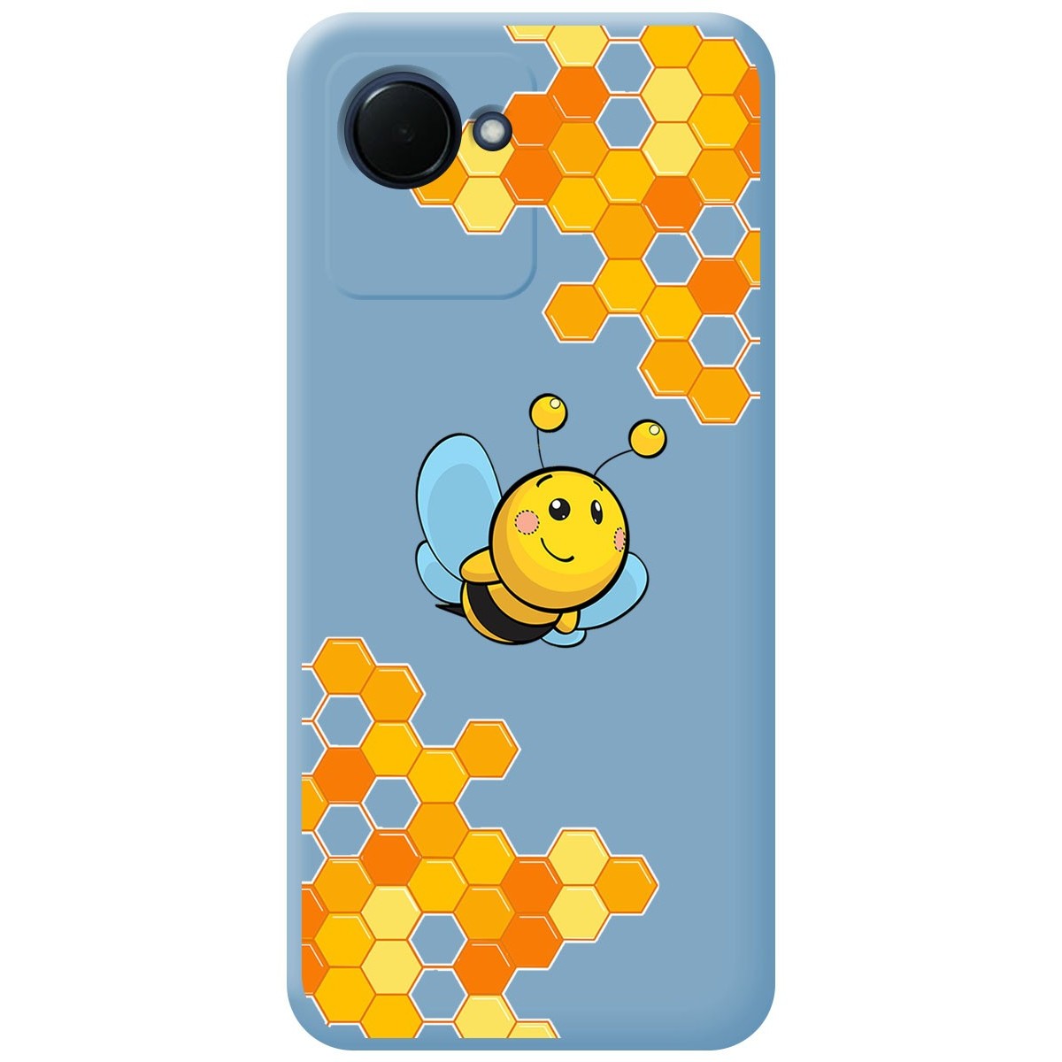 Funda Silicona Líquida Azul para Realme C30 diseño Abeja Dibujos