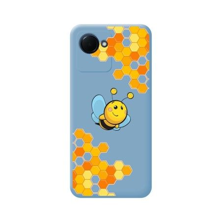 Funda Silicona Líquida Azul para Realme C30 diseño Abeja Dibujos