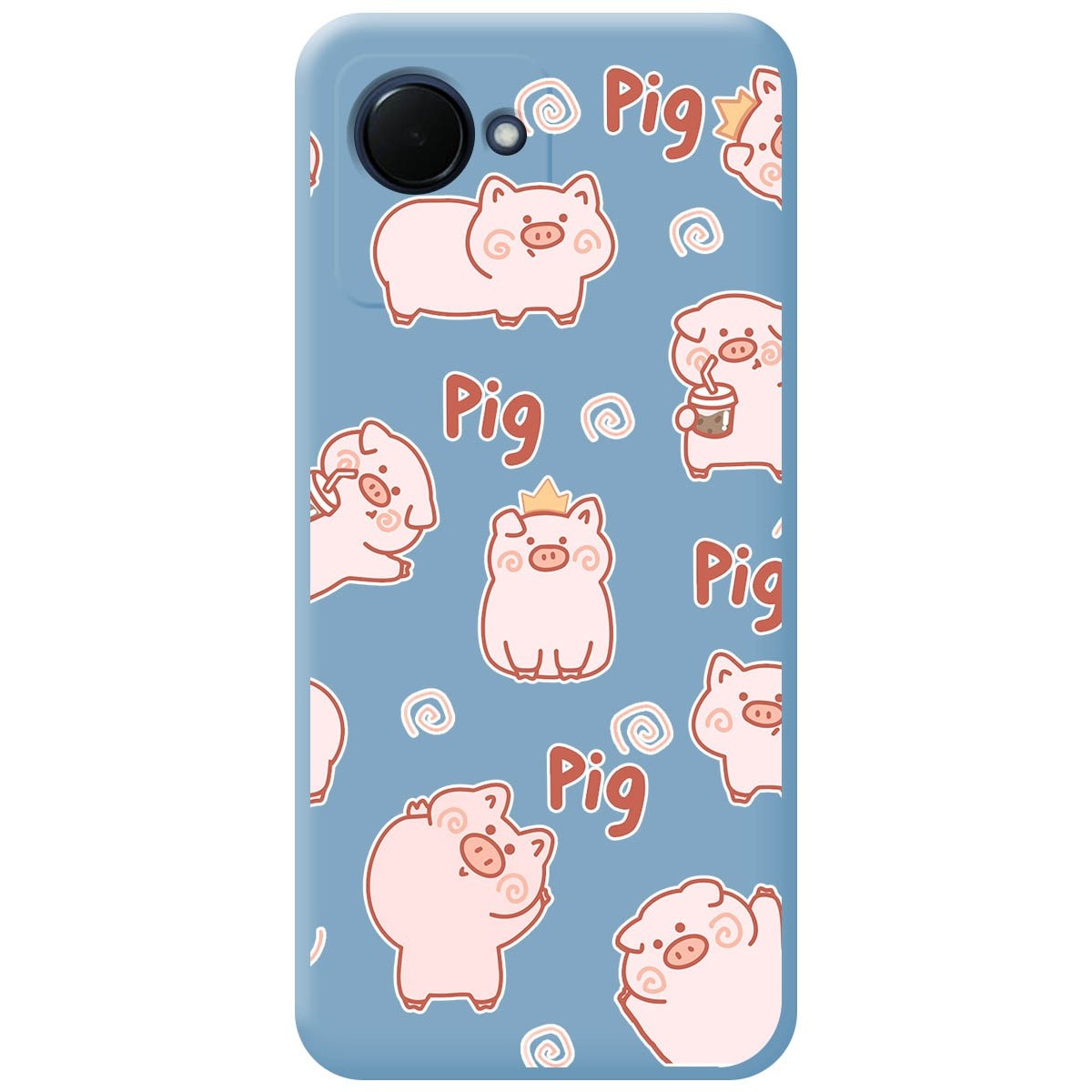 Funda Silicona Líquida Azul para Realme C30 diseño Cerdos Dibujos