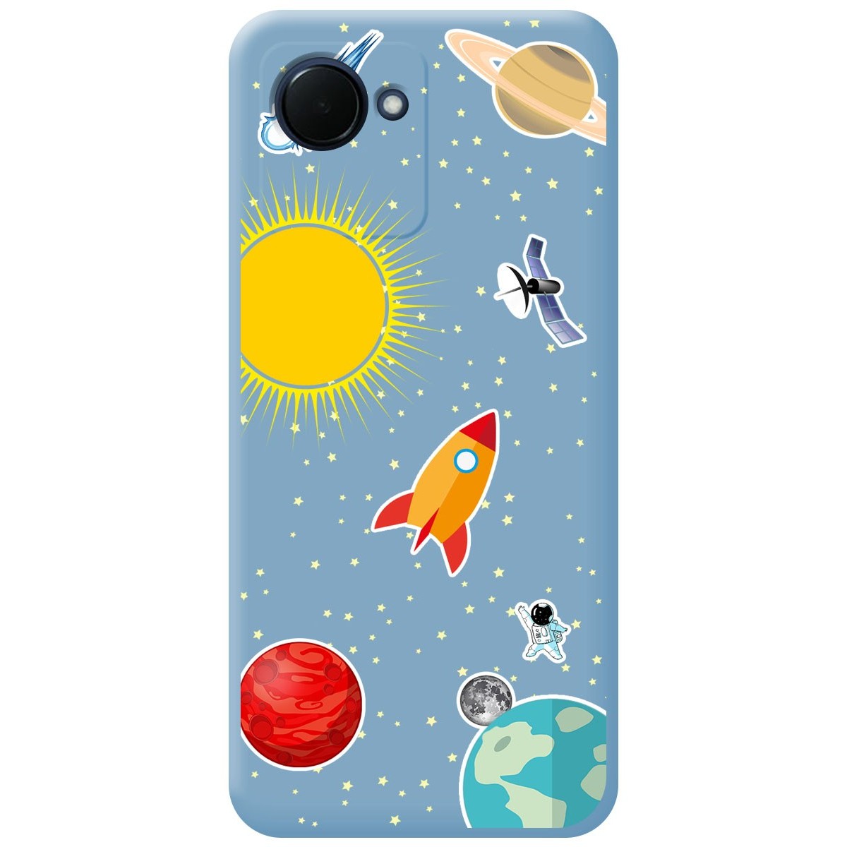 Funda Silicona Líquida Azul para Realme C30 diseño Espacio Dibujos