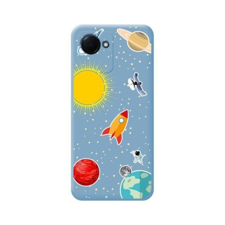 Funda Silicona Líquida Azul para Realme C30 diseño Espacio Dibujos