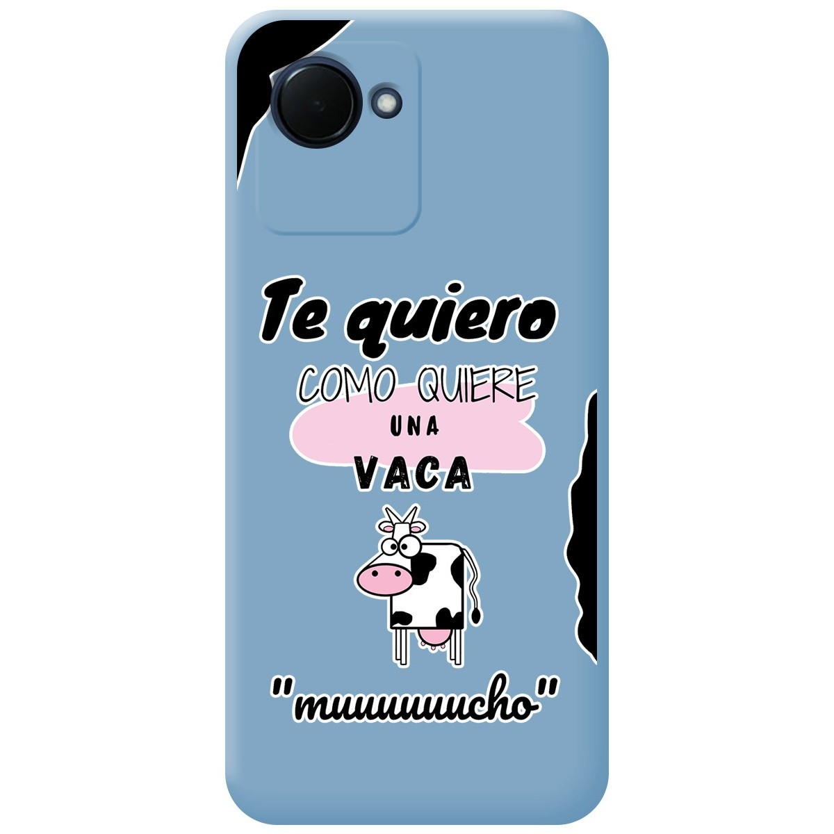 Funda Silicona Líquida Azul para Realme C30 diseño Vaca Dibujos