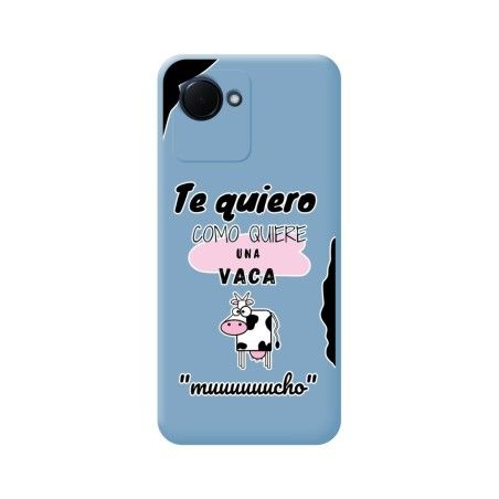 Funda Silicona Líquida Azul para Realme C30 diseño Vaca Dibujos
