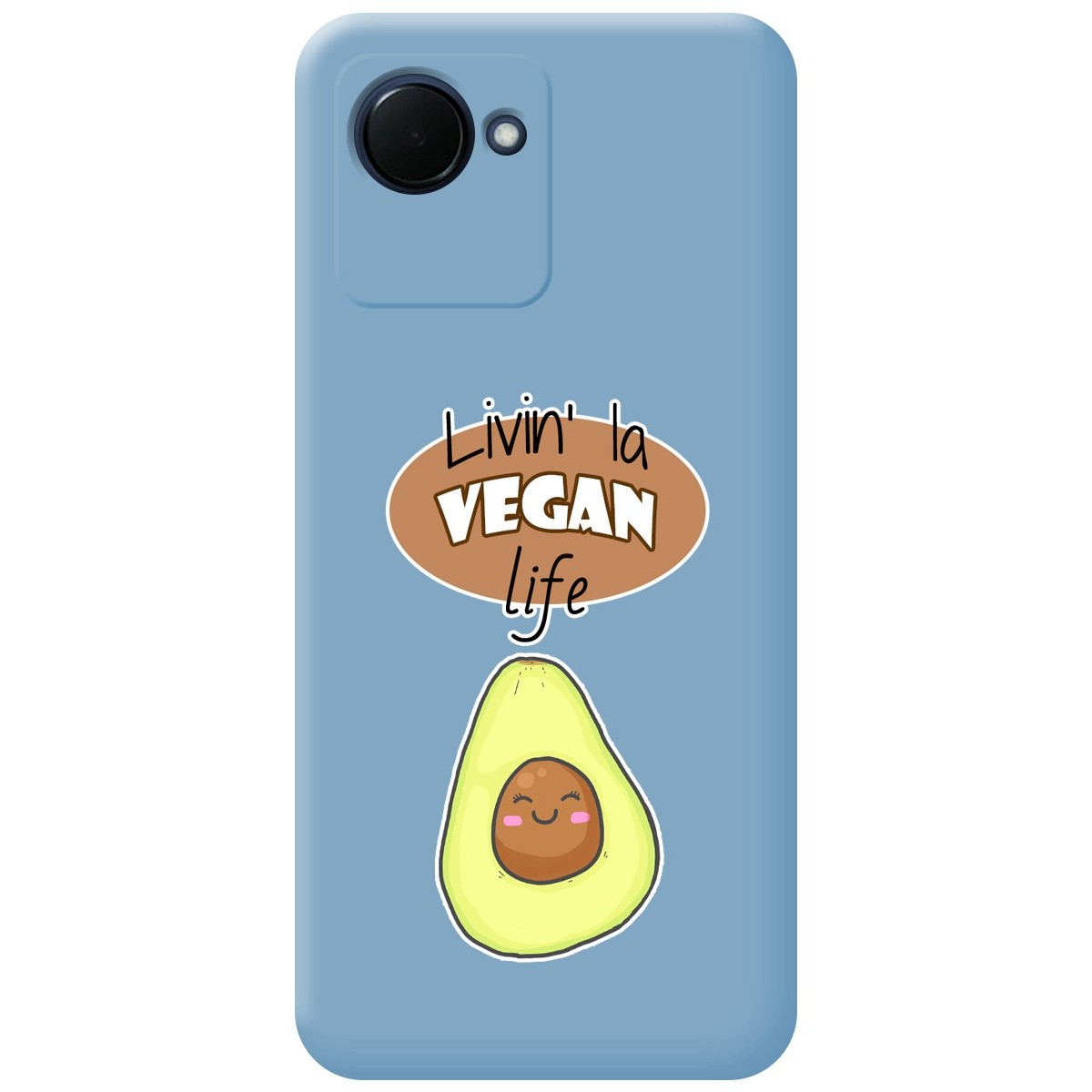 Funda Silicona Líquida Azul para Realme C30 diseño Vegan Life Dibujos