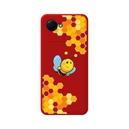 Funda Silicona Líquida Roja para Realme C30 diseño Abeja Dibujos