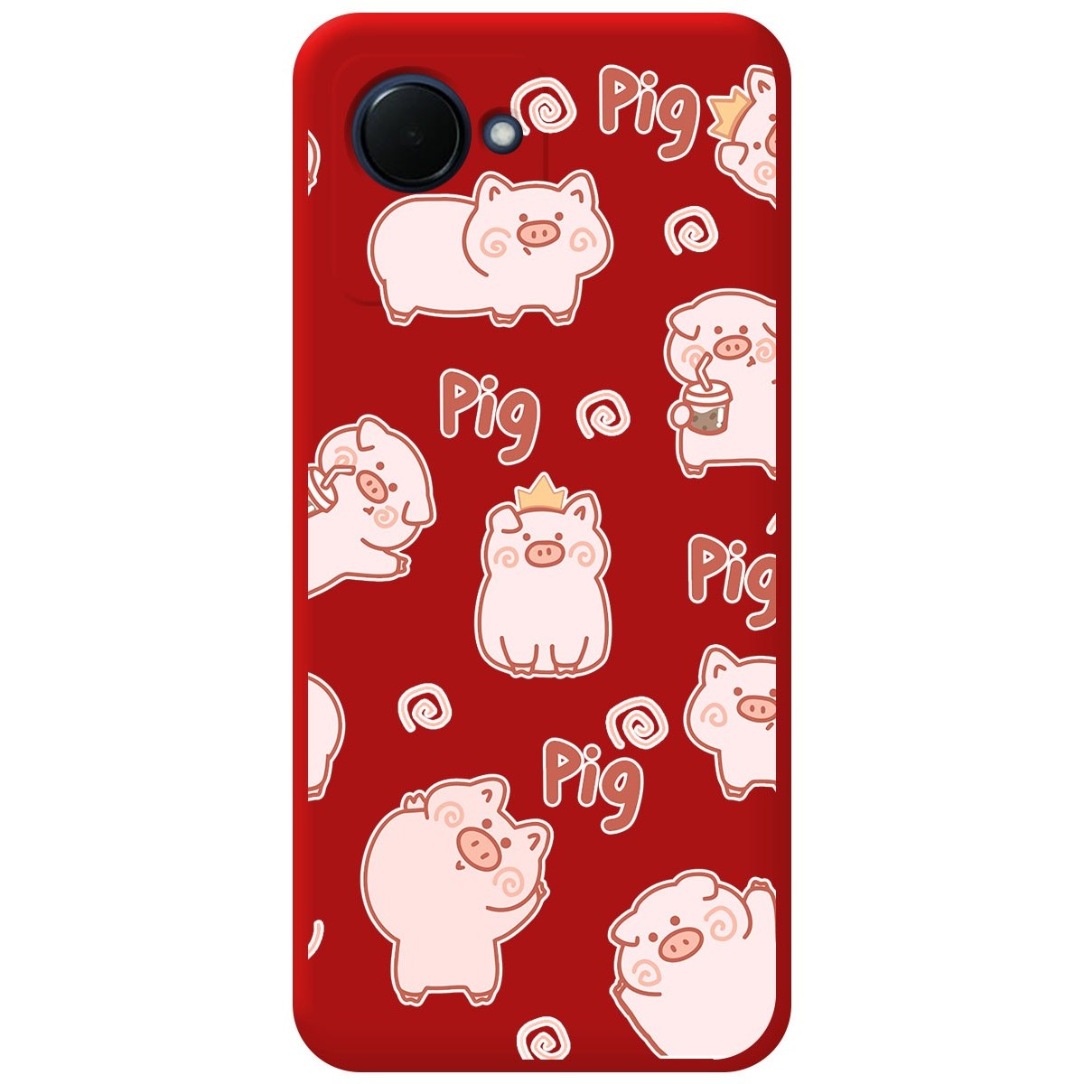 Funda Silicona Líquida Roja para Realme C30 diseño Cerdos Dibujos