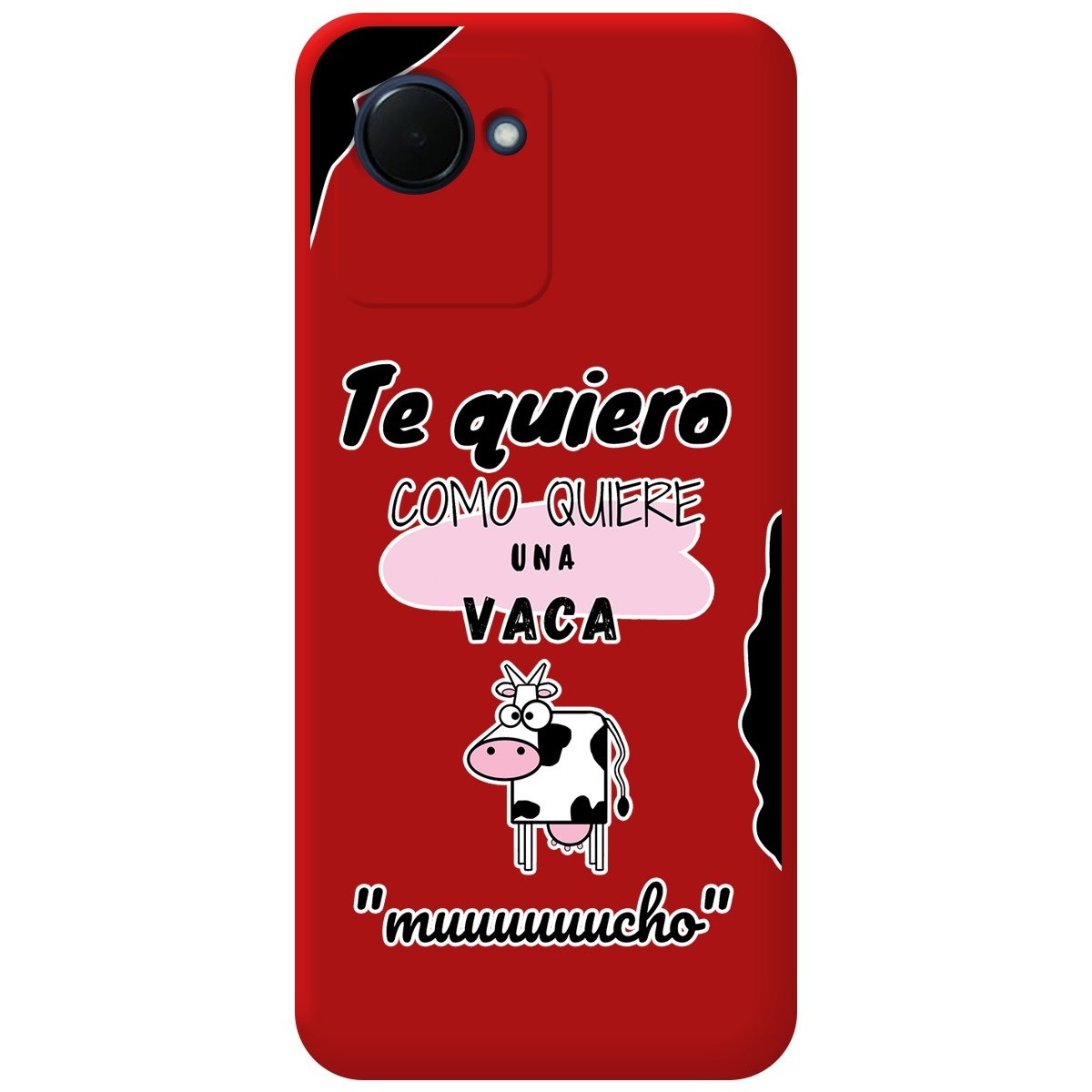 Funda Silicona Líquida Roja para Realme C30 diseño Vaca Dibujos