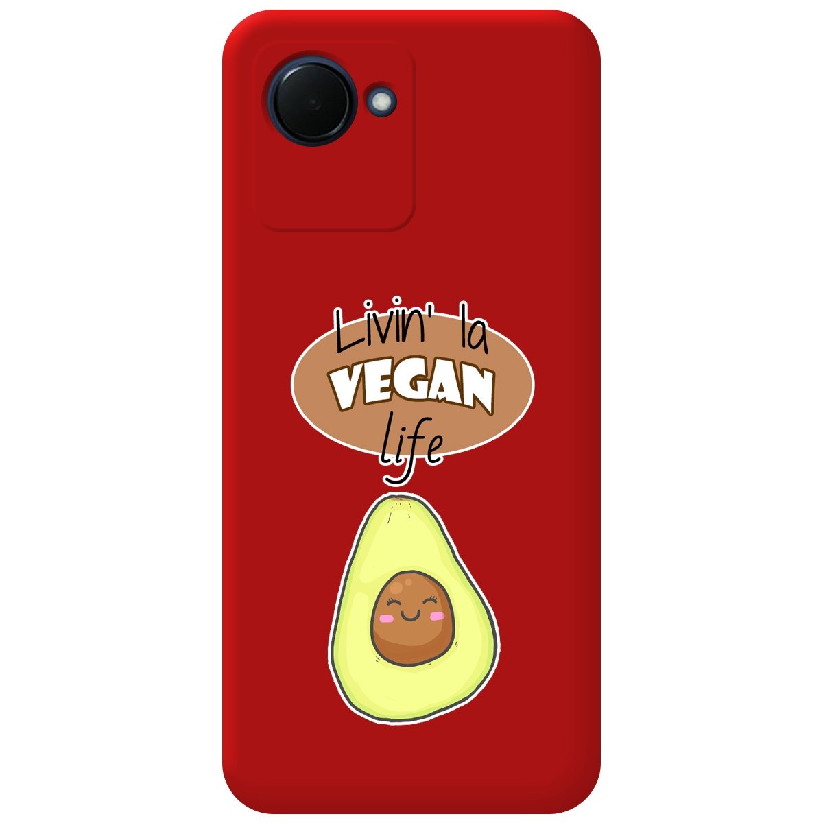 Funda Silicona Líquida Roja para Realme C30 diseño Vegan Life Dibujos