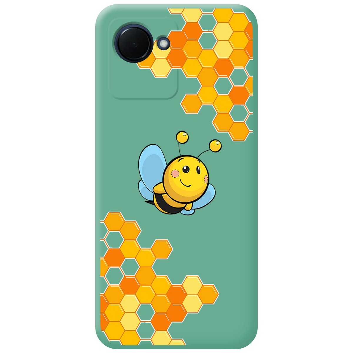 Funda Silicona Líquida Verde para Realme C30 diseño Abeja Dibujos