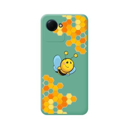 Funda Silicona Líquida Verde para Realme C30 diseño Abeja Dibujos