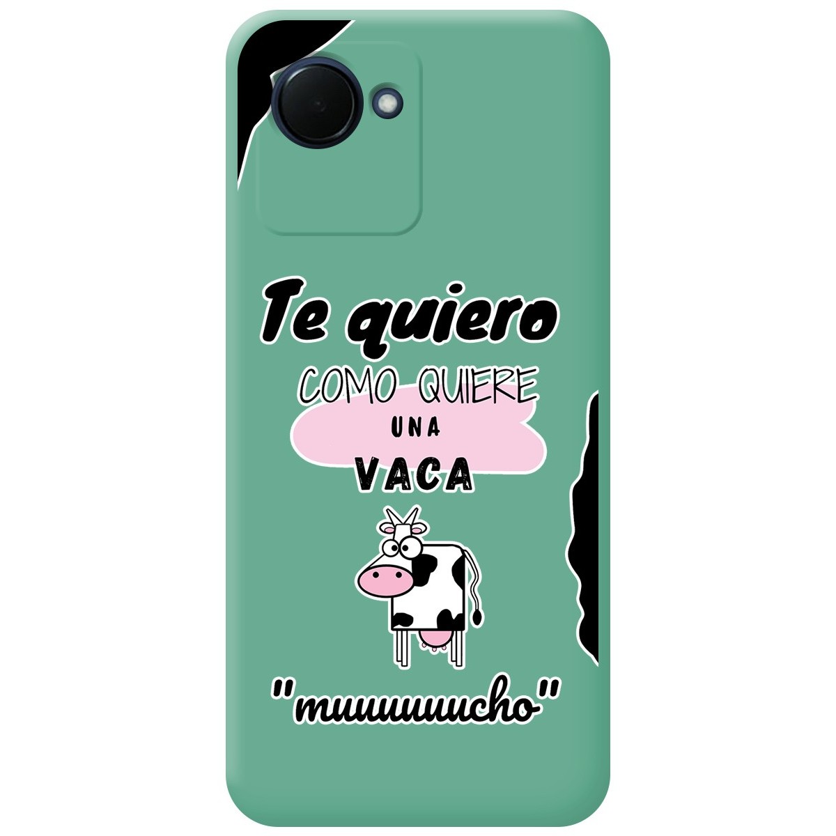 Funda Silicona Líquida Verde para Realme C30 diseño Vaca Dibujos