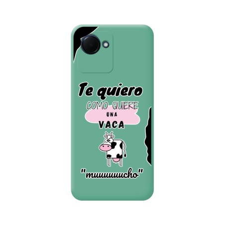 Funda Silicona Líquida Verde para Realme C30 diseño Vaca Dibujos